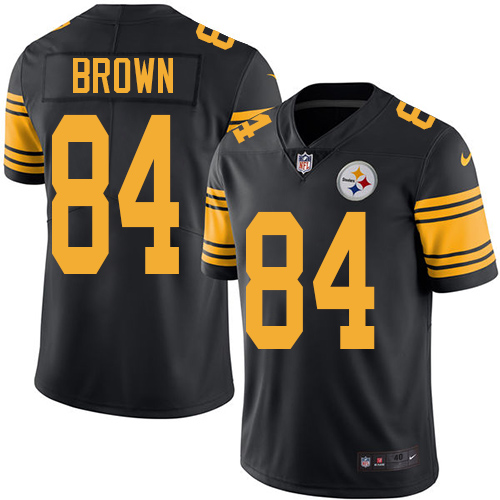 Men's Elite Antonio Brown Nike Jersey Black - #84 Rush NFL Pittsburgh Steelers